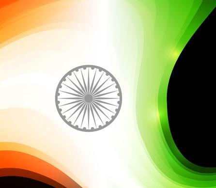 indian flag black bright tricolor wave vector holiday