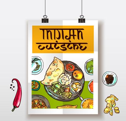 indian food poster hand drawn vector