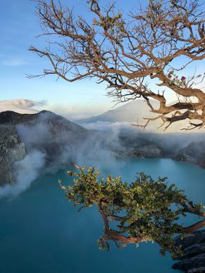 indonesia landscape picture elegant clouds lake mountain high view