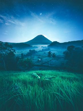 indonesia landscape picture elegant countryside night time