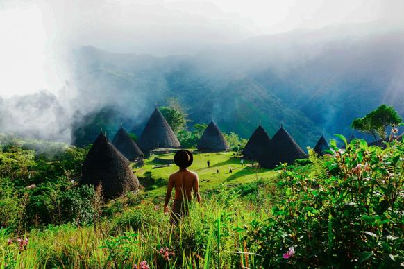 indonesia rural picture elegant mountain cloud scene