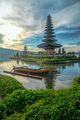 indonesia scenery picture elegant temple river view