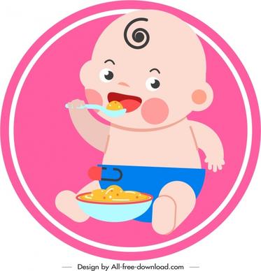 infant baby icon eating gesture cute cartoon sketch