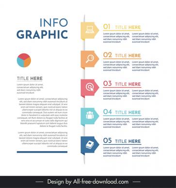 infographic 5 elements template modern vertical pole ui arrows