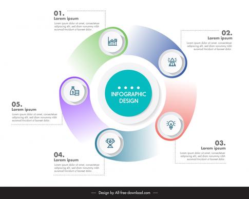 infographic cycle template modern flat elegant circles layout