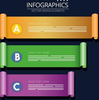 infographic design elements colorful 3d rolled sheet icons
