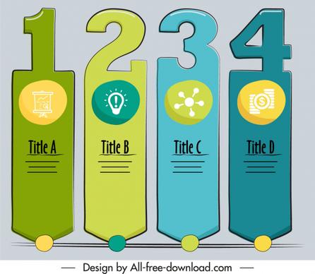 infographic design elements flat classic number tags shapes