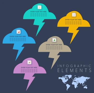 infographic design elements lightning cloud icons decor