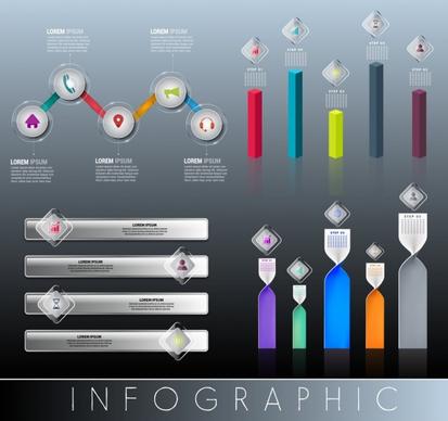 infographic design elements multicolored shiny shapes