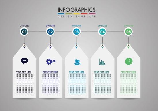 infographic design template white tags icons