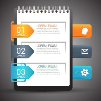 infographic design with open note book background