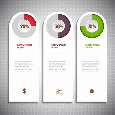 infographic design with vertical tabs and circle percentage