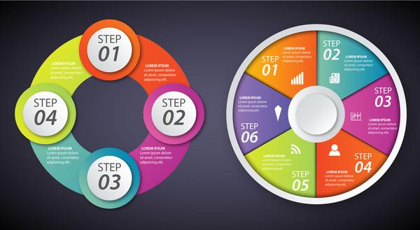 infographic diagrams illustration with colorful circles