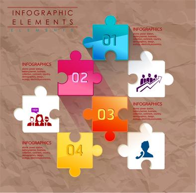 infographic elements vector illustration with colorful jigsaw puzzles