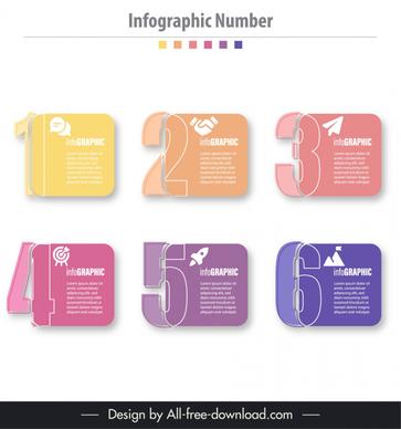 infographic number design elements flat modern papercut 