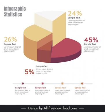 infographic statistics design elements 3d pie shape