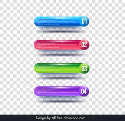  infographic steps design elements realistic glossy horizontal tabs