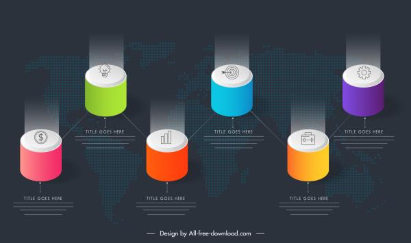 infographic template colorful shiny 3d circle pillar sketch