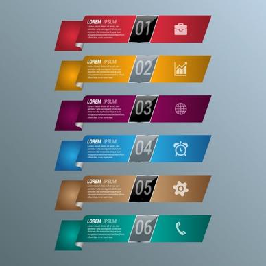 infographic template design colored curved ribbons decoration