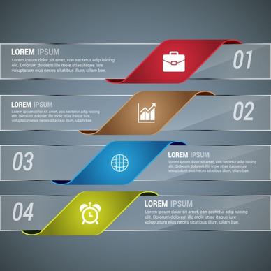 infographic template design horizontal transparent glass style