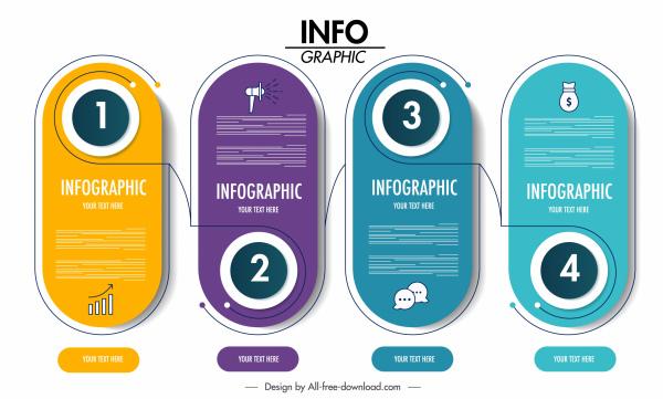infographic template modern colored vertical rounded sticker shapes