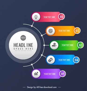 infographic template modern colorful branch circle chart