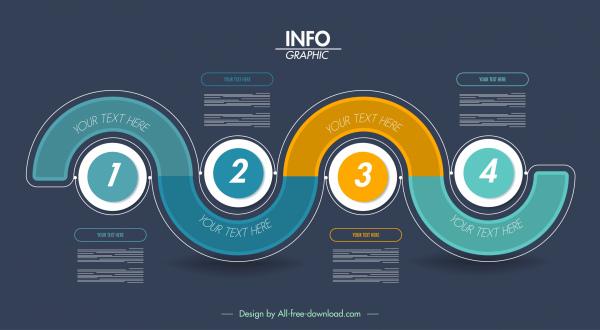 infographic template modern dark colored flat rounds curves