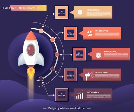 infographic template spaceship sketch colorful modern decor