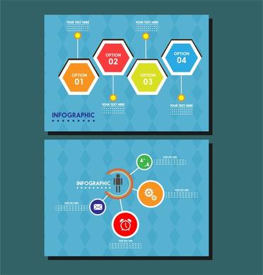 infographic templates design isolated geometries on blue background
