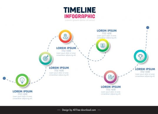 infographic timeline template modern circles curved line