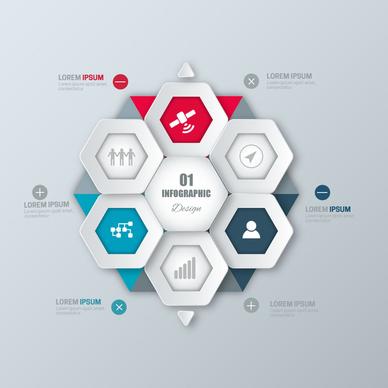 infographic vector illustration with hexagons combination