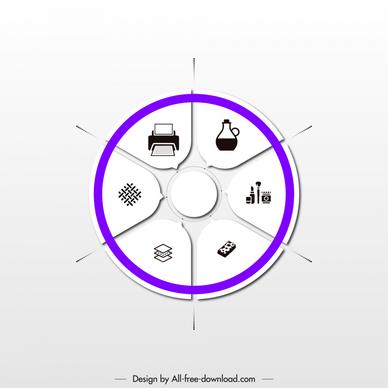 infographics template circle sections sketch