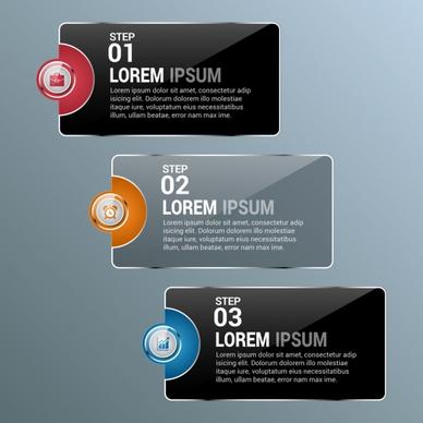 infographics templates sets shiny dark design joints style