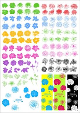 ink flowers vector line draft