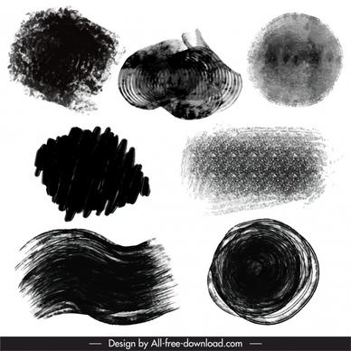 ink mark icons grunge dirty black shapes