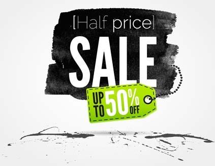 ink marks with sale elements background vector