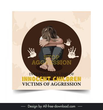  innocent children victims poster template retro upset kid hands circle