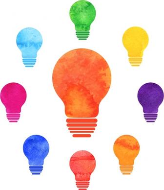 innovation concept background colorful light bulbs icons