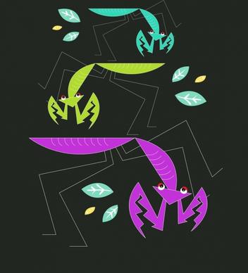 insect background dark design grasshoppers icons
