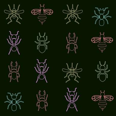 insect background various colored icons isolation repeating style