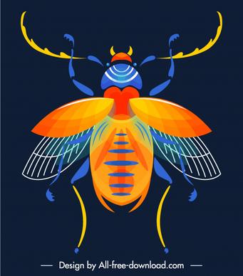 insect creature icon colorful flat symmetric sketch
