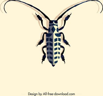 insect icon long antenna 3d geometric decor