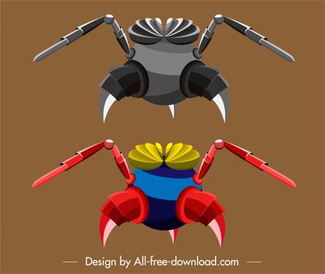 insect robot template shiny colored modern 3d sketch