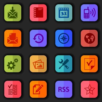 interface icons sets design with colors flat style