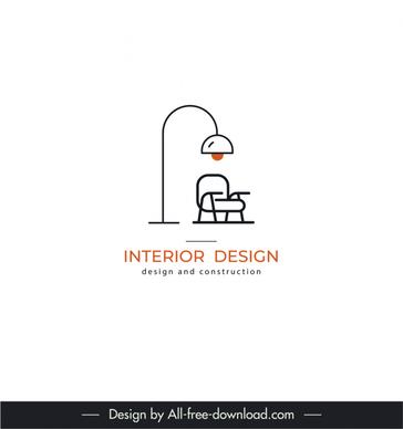 interior design and construction logotype flat light chair sketch classic decor
