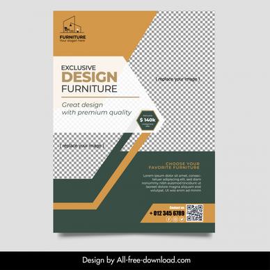 interior flyer template flat geometric checkered design 