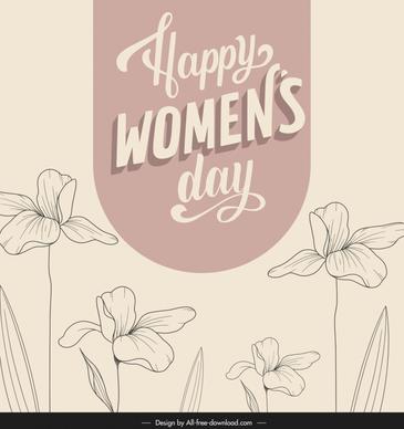 international womens day poster template flat classical handdrawn petals outline 