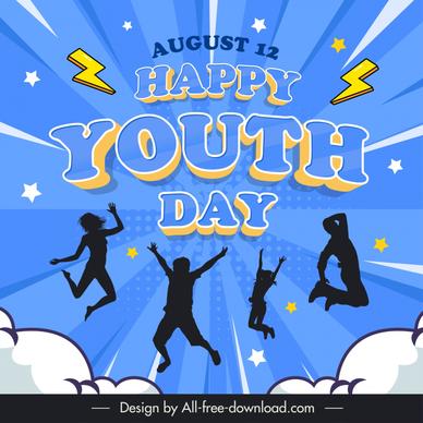 international youth day banner template dynamic silhouette 
