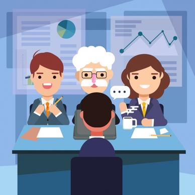 interview background interviewers candidate icons cartoon characters
