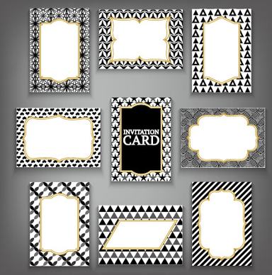 invitation card frame with black white pattern vector